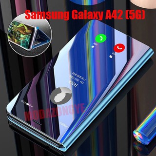 กรณี Samsung A42 5G Plating mirror Leather Flip Case Samsung Galaxy A42 5G GalaxyA42 ปลอกโทรศัพท์ Cover Stand