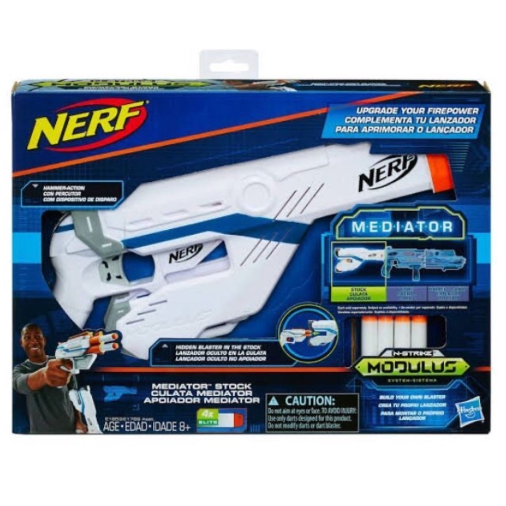 Nerf Modulus Mediator Stock Upgrade Kit with a Blaster Gun