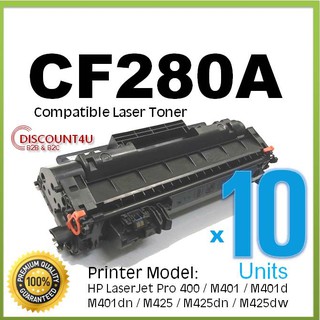 **Pack 10 **Discount4U Toner สินค้าเทียบเท่า CF280A / 280 / 80A / 80 For LaserJet Pro 400 M401d/M401dn/M425dn