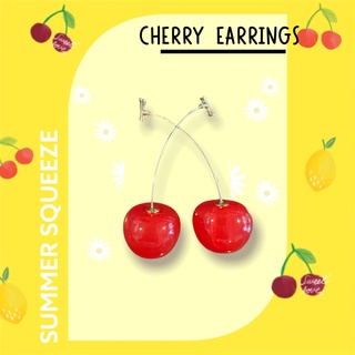 21August.Baby Summer Squeeze Cherry Earrings ต่างหู ลายเชอรี่ 2 สี