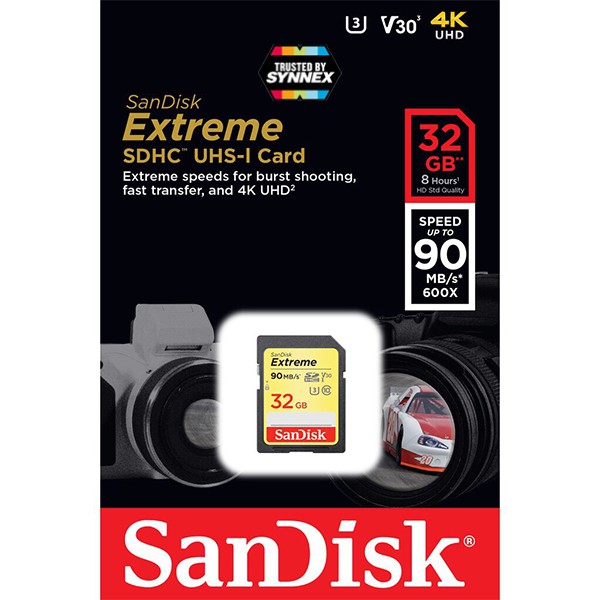 รูปภาพสินค้าแรกของSanDisk Extreme SD Card 128GB, 64GB, 32GB ความเร็ว อ่าน 150MB/s* เขียน 70MB/s* เมมโมรี่ การ์ด แซนดิส กล้องถ่ายรูป DSLR