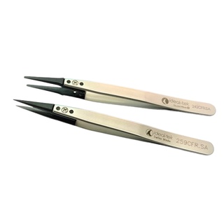 Ideal-Tek Stainless Steel Body with Replaceable Carbon Fiber Tips ESD Tweezer, 130 mm (259CFR.SA)