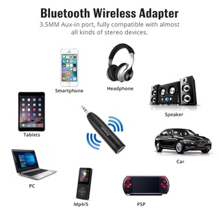 3.5มม.Aux Bluetooth Adapter Bluetooth 5.0เครื่องส่งสัญญาณสำหรับลำโพงหูฟังรถยนต์เครื่องรับสัญญาณเพลงDongleไร้สาย