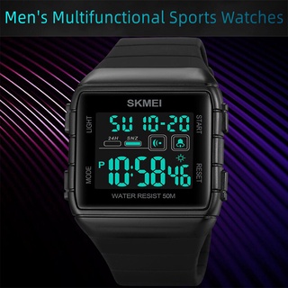 Skmei นาฬิกาข้อมือดิจิทัล LED Chrono นับถอยหลัง อิเล็กทรอนิกส์ กันน้ํา อเนกประสงค์ 50 เมตร สําหรับผู้ชาย