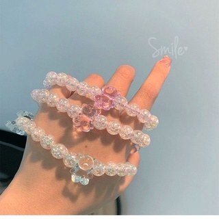 สินค้า 💖คุ้มค่า สร้อยข้อมือลูกปัดคริสตัลเลดี้น่ารักหมีผูกผมโซ่สร้อยข้อมือลูกปัดใส SA7170