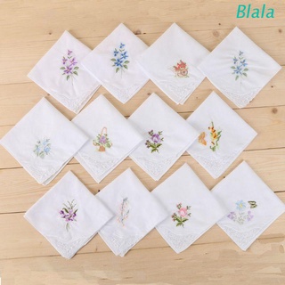 สินค้า Blala ผ้าเช็ดหน้า ผ้าฝ้าย ทรงสี่เหลี่ยม ปักลายดอกไม้ ผีเสื้อ ลูกไม้ แบบพกพา สุ่มสี สําหรับผู้หญิง 3 ชิ้น ต่อชุด
