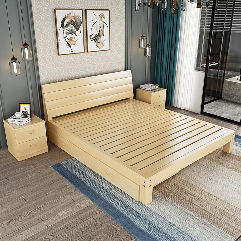 เตียงไม้เนื้อแข็ง-เตียงคู่-1-8-เมตร-เตียงเด็ก-เตียงผู้ใหญ่-เตียงเดี่ยว-เตียงไม้สนที่เรียบง่ายหรูหราเตียงไม้-bed-frame
