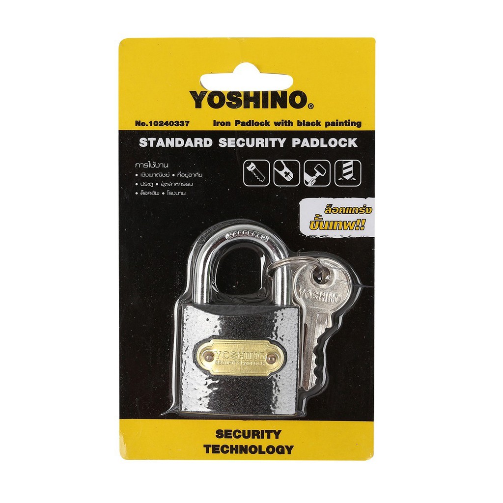 yoshino-กุญแจคอสั้น-38-มม-รุ่น-yn-38-สีดำ-วัสดุทำจากเหล็กคุณภาพดี-ไม่เป็นสนิม-ที่คล้องทำจากเหล็กกล้าชุบ-มีความแข็งแรง-ท