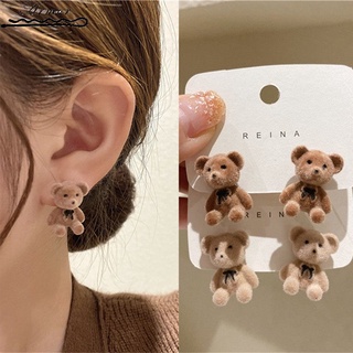 ภาพขนาดย่อของสินค้า1 Pair Korean INS Simple Elegant Style Cute Plush Bowknot Stud Earrings