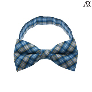 ANGELINO RUFOLO Bow Tie ผ้าไหมทอผสมคอตตอนคุณภาพเยี่ยม โบว์หูกระต่ายผู้ชาย ดีไซน์ Chequered สีฟ้า/สีเขียว