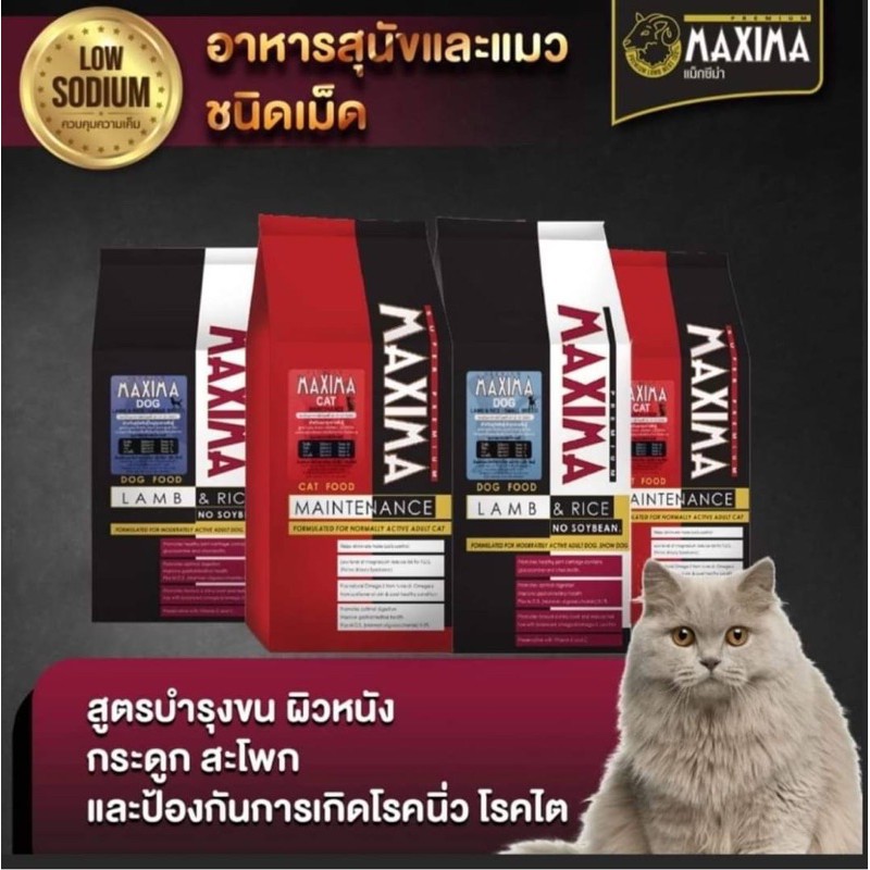 ภาพหน้าปกสินค้าMaxima อาหารแมว แม๊กสิม่า พรีเมี่ยม รสเนื้อแกะรุ่นใหม่ ขนาดถุง 1 กิโลกรัม