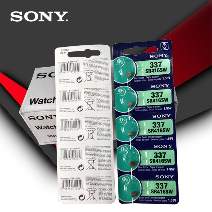 200pcs Sony 100% Original 337 SR416SW 1.55V Silver Oxide Watch Battery ...