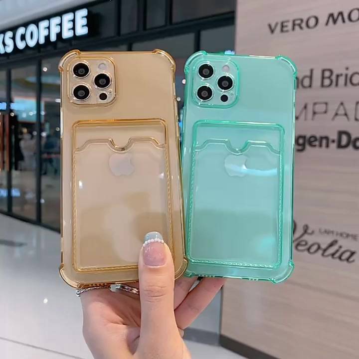 เคสใสใส่บัตร-ใสกันกระเเทก-ใส่บัตรได้-เคสกันกระแทกเคสใส่บัตร-เคสใสทรงสี่เหลี่ยม-เหมาะสำหรับ-7-8-6-12-12pro-11-13-13promax