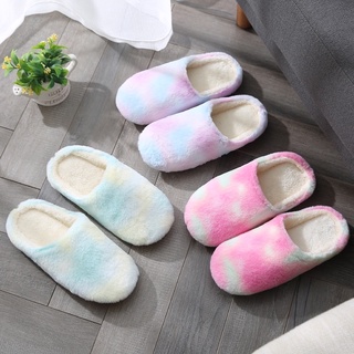 (พร้อมส่ง) 🌈Rainbow Slippers🌈 รองเท้าใส่ในบ้าน ขนฟูนุ่ม สบายเท้า คุณภาพดี