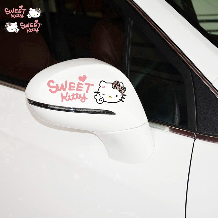 สติกเกอร์-ลายการ์ตูน-hello-kitty-สำหรับติดกระจกมองข้างรถยนต์