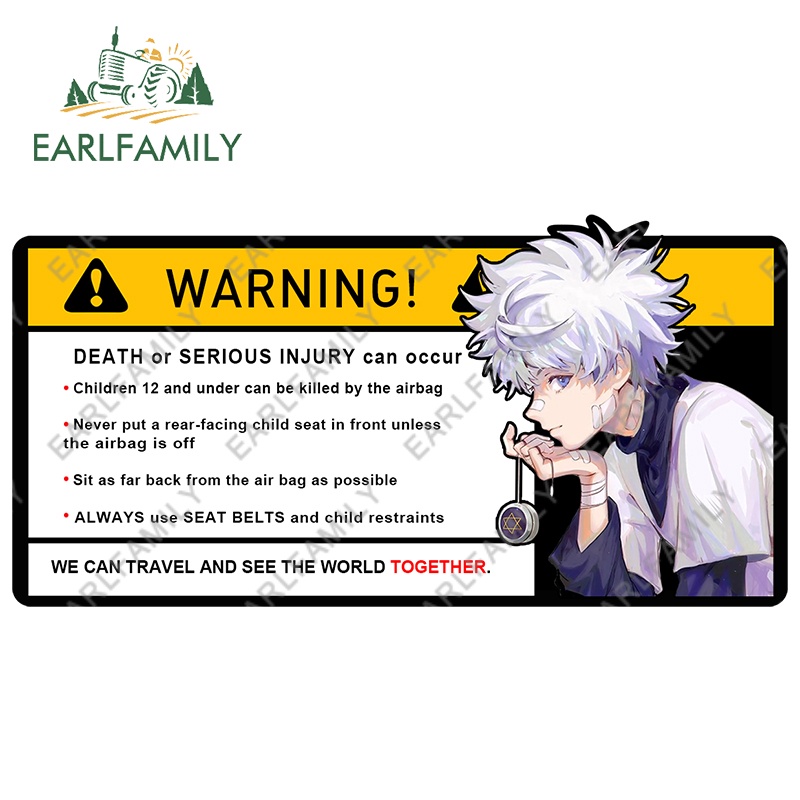 earlfamily-สติกเกอร์ไวนิล-ลายการ์ตูนอนิเมะ-hunter-x-hunter-killua-zoldyck-warning-ขนาด-15-ซม-x-8-2-ซม-สําหรับติดตกแต่งหน้าต่างรถยนต์