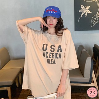 🎇 New2023 🎇 เสื้อยืดคอกลมแขนสั้น สกรีนลาย USA ผ้านิ่มเด้ง