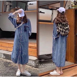 📌ทักก่อนสั่ง📌เดรสเชิ้ตผ้ายีนส์ฟอก oversize อก44” MC