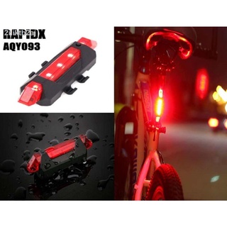 ไฟท้ายจักรยาน ติดล้อ ติดท้ายจักรยาน Rapid-X ชาร์จไฟผ่าน USB กันน้ำ ปรับแสงไฟได้ 3 จังหวะ ติดล้อจักรยาน ท้ายจักรยานได้ กั