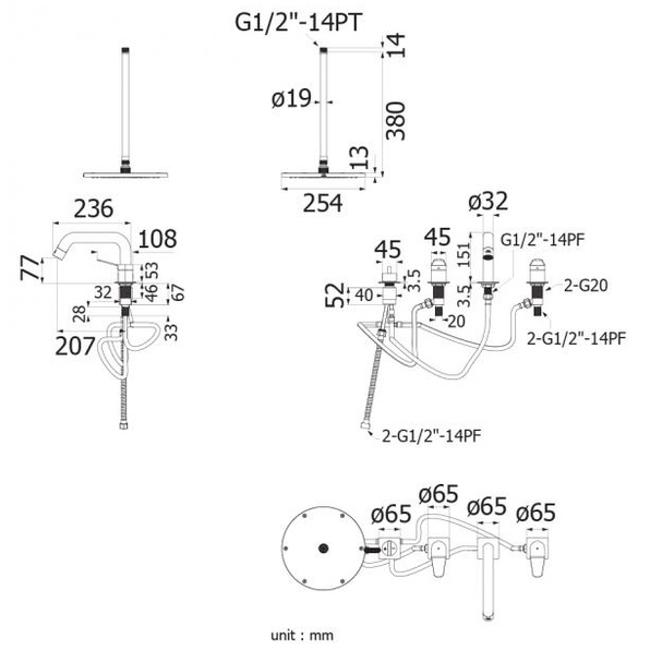 31-12-vrh-hfvsb-4002c3-ก๊อกคู่ผสมอ่างอาบน้ำ-แบบตั้งพื้นพร้อมฝักบัวก้านแข็งติดเพดานขนาด10-รุ่น-contour