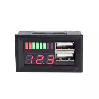 12V Digital Voltmeter Voltage โวลท์มิเตอร์ และระดับแบตเตอรี่ Battery Panel Meter with USB 5V Output