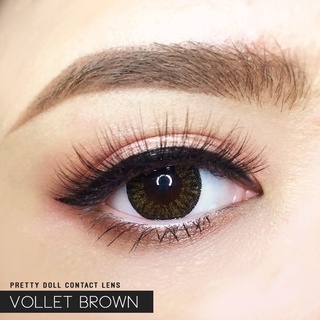 Vollet Brown Pretty Doll Contact lens คอนแทคเลนส์ มินิ บิ๊กอาย Mini Bigeyes Bigeye ค่าสายตา สายตาสั้น