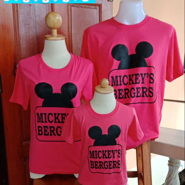 เสื้อครอบครัว-เสื้อคู่รัก-สีชมพู-mickey-bergers