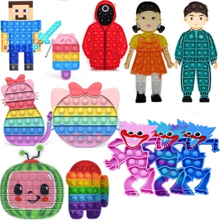 ของเล่นบีบสกุชชี่ Pop It Poppit Minecraft Steve Cocomelon Huggy Wuggy Cat เหมาะกับของขวัญวันเกิด สําหรับผู้ใหญ่ และเด็ก