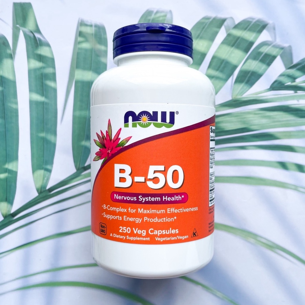 วิตามินบีคอมเพล็ก B-50 วิตามินบีรวม 250 Veg Capsules (Now Foods®) บำรุง ...