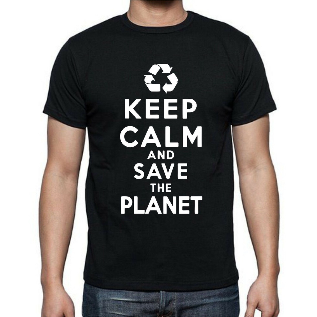 ขายดี-เสื้อยืดลําลอง-แขนสั้น-พิมพ์ลาย-keep-calm-and-save-the-planet-recycle-สําหรับผู้ชายs-5xl
