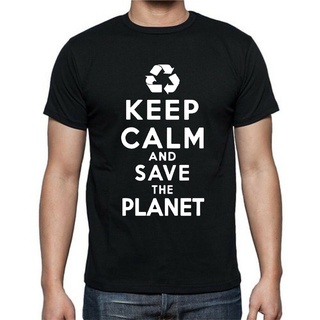 ขายดี เสื้อยืดลําลอง แขนสั้น พิมพ์ลาย Keep Calm And Save The Planet Recycle สําหรับผู้ชายS-5XL