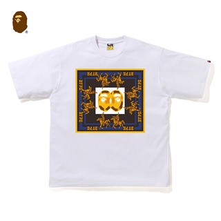 HH BAPE mens spring and summer double ape head riding pattern simple short-sleeved T-shirt 110072G คอกลม