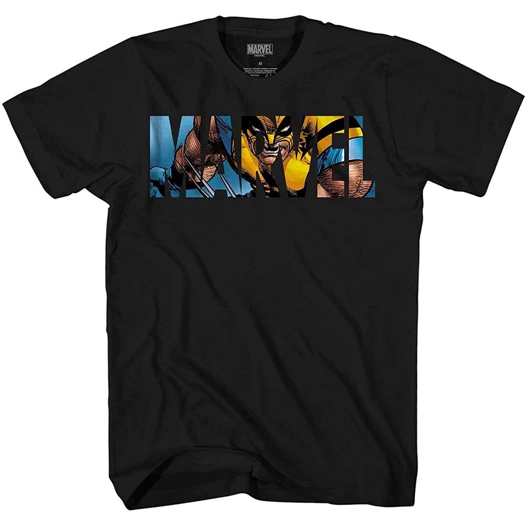 เอ็กซ์-เม็น-เสื้อยืดแขนสั้น-marvel-logo-wolverine-avengers-x-men-super-heroadult-tee-graphic-t-shirt-for