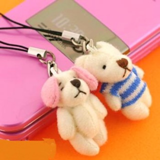 แท้ 100% จากญี่ปุ่น พวงกุญแจ หมี Love Pair Bears Cell Phone Straps (Blue Stripe Bear and Dog)