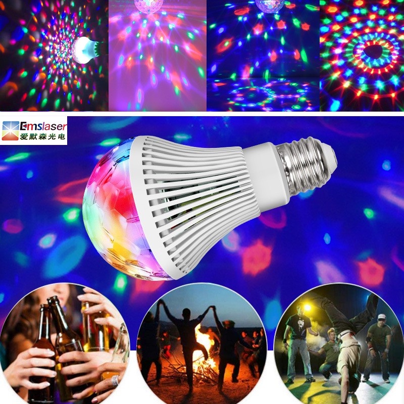 หลอดไฟเอฟเฟคเวที E27 LED RGB 5W 9W สีสันสดใส สําหรับปาร์ตี้ดิสโก้ KTV ...