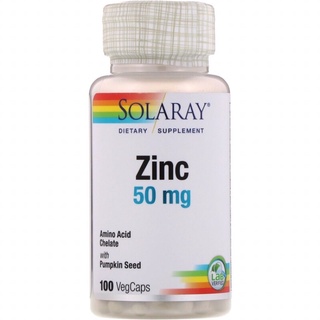 ภาพหน้าปกสินค้าพร้อมส่ง Solaray Zinc 50 mg  (zinc amino acid) ขนาด 100 แคปซูล - ซิงค์ สังกะสี สิวหายไว ลดสิว ลดความมันบนใบหน้า ที่เกี่ยวข้อง