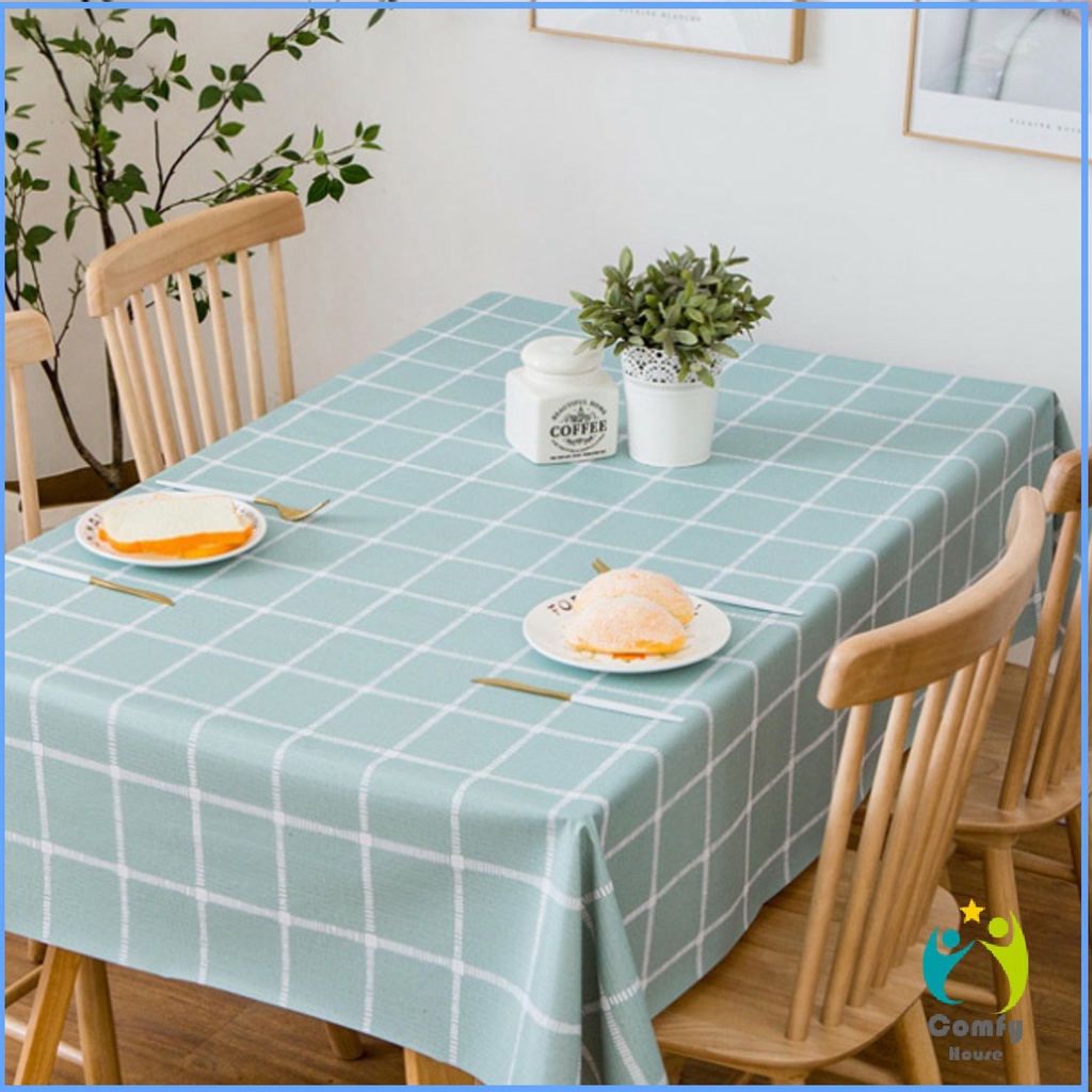 comfy-ผ้าปูโต๊ะ-วัสดุ-peva-ผ้าปูโต๊ะ-สี่เหลี่ยม-ลายตาราง-กันน้ำ-มี-4-ขนาด-ผ้าปูโต๊ะ-กันน้ำและกันเปื้อน-table-cover