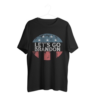 เสื้อยืดพิมพ์ลายแฟชั่น ธงอเมริกัน LetS Go On สไตล์วินเทจ