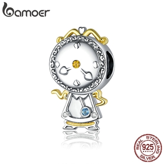 bamoer 925 Sterling Silver Magic Clock Pets Charm for Original Silver Plated platinum Bracelet Fine Jewelry DIY Bangle BSC320