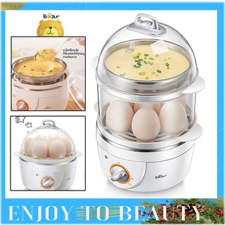 BEAR แบร์ Electric Egg Boiler 2 in 1 เครื่องนึ่งไข่ อเนกประสงค์ 2 ชั้น รุ่น BR0002 (ต้มได้ถึง14 ฟอง) เครื่องนึ่งไข่ไฟฟ้า