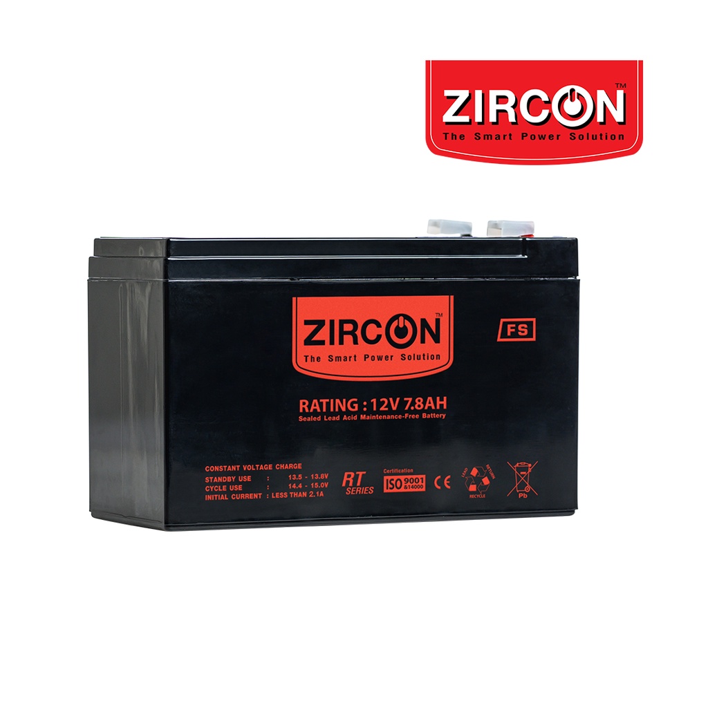 zircon-แบตเตอรี่-12v7-8ah-มือหนึ่ง100-ใช้ได้กับ-ups-ไฟฉุกเฉิน-เป็นแบตเตอรี่แห้ง-แบบปิดผนึก-ไม่ต้องเติมน้ำกลั่น