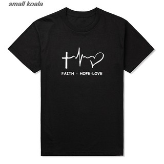 เสื้อยืด พิมพ์ลาย Faith Hope Love Christian สําหรับผู้ชาย