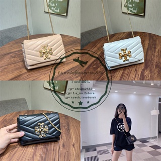 F.A ว่าแท้100 TORY BURCH KIRA CHEVRON EMBELLISHED LOGO MINI BAG กระเป๋าสะพายข้างผู้หญิงหนังแกะ ใส่ iPhone 11 pro ได้ 329