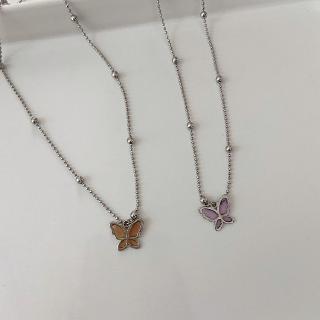 [จัดส่งฟรี] สร้อยคอโซ่ แบบใส จี้ผีเสื้อ สไตล์เกาหลี เรียบง่าย 22478
