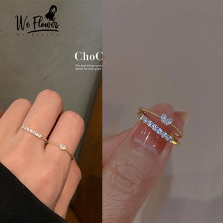 We Flower แหวนหมั้น ประดับลูกปัดคริสตัล รูปหัวใจ สีทอง เพทาย สไตล์เกาหลี เครื่องประดับ สําหรับผู้หญิง งานหมั้น งานแต่งงาน