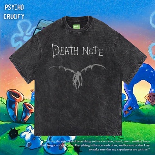 เสื้อยืดโอเวอร์ไซส์เสื้อยืด ขนาดใหญ่ พิมพ์ลาย Psycho Crucify Deeath Note | หินล้างทําความสะอาด | เสื้อยืด ขนาดใหญ่ | สไต