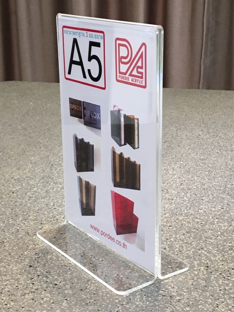 ภาพสินค้าป้ายตั้งโต๊ะA5 อะคริลิค T-Shape แนวตั้ง (หนา 2 มม.) จากร้าน sn156009 บน Shopee ภาพที่ 2
