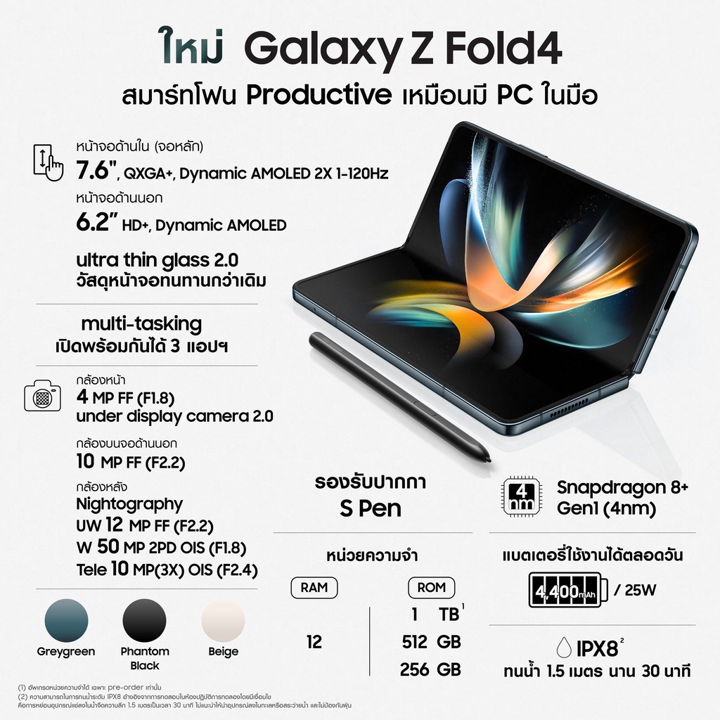 ภาพหน้าปกสินค้าSamsung Galaxy Z Fold4 5G (12/1TB):GREEN จากร้าน samsung_thailand บน Shopee