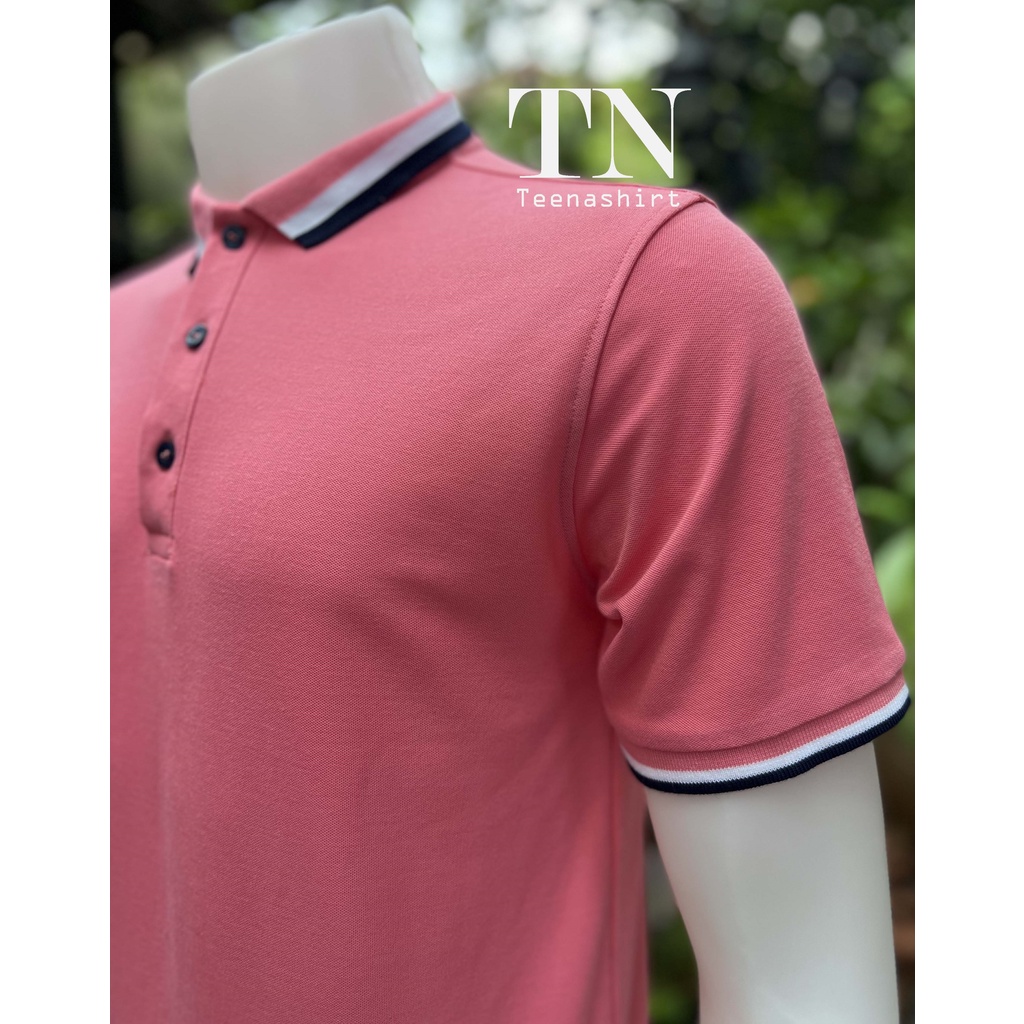 tnp-fashion-เสื้อโปโล-สีชมพูโอรส-tk-micro-ปกกรม-คอปก-แขนจั๊ม-ทรงตรง