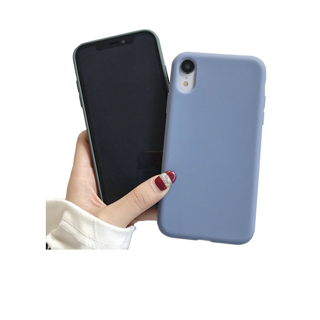 QHY - Blue Green Solid color soft silicone mobile phone case compatible for iphone 7 8 plus X XS XR 11 12 13 14 pro max business
